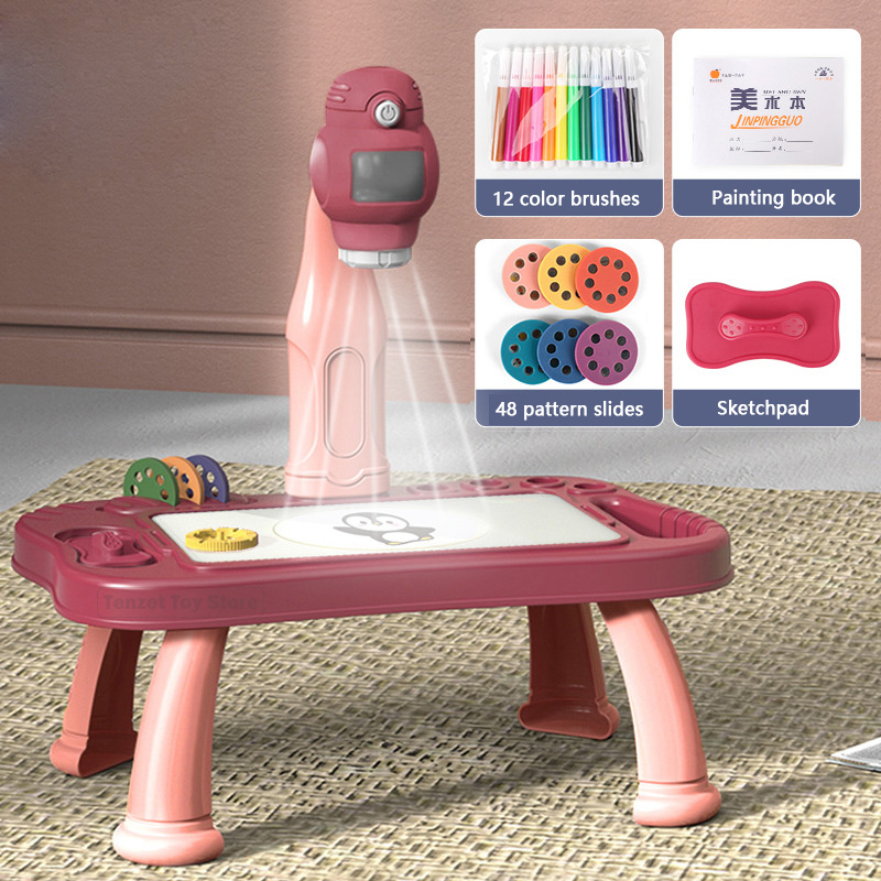 스마트 프로젝터 어린이 페인팅 테이블 세트 프로젝터,  - Kids Education Drawing 리뷰 및 가격