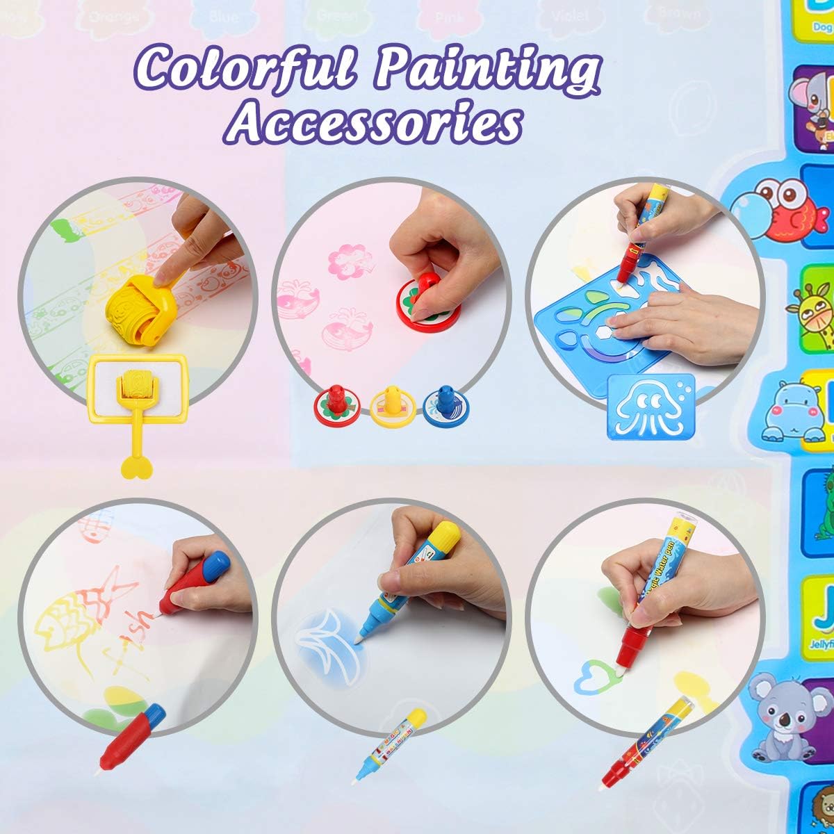 매직 워터 드로잉 매트 재사용 가능한 낙서 그림 보드  - Drawing Projector Kids 리뷰 및 가격