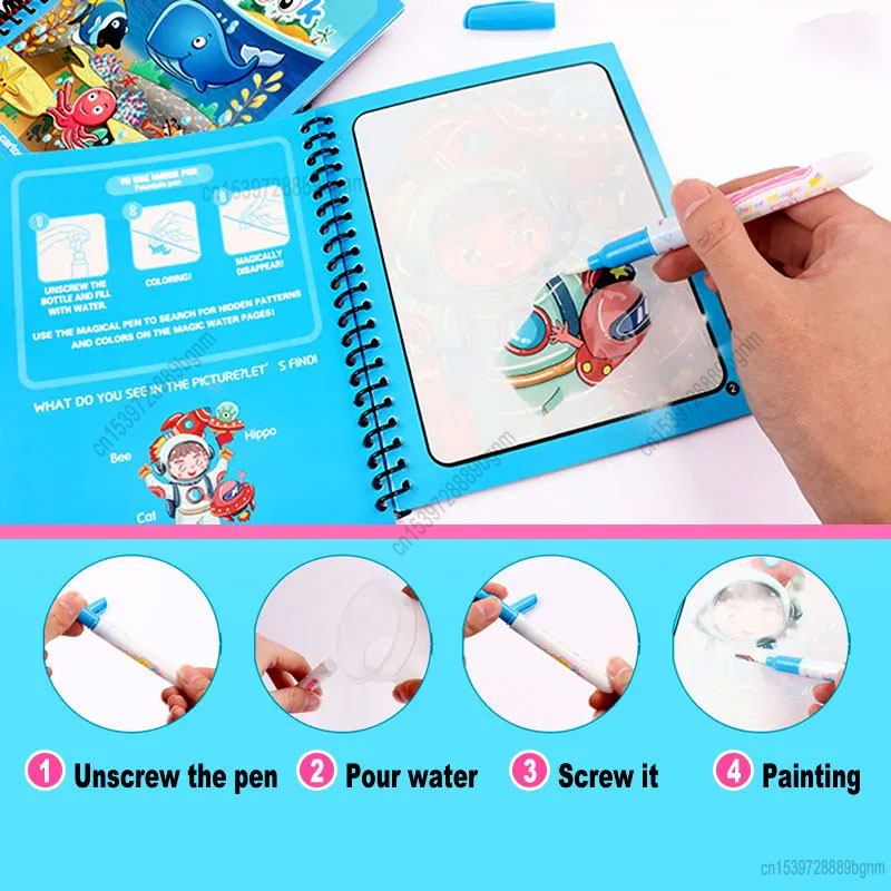 만화 매직 워터 페인팅 색칠하기 책 펜 세트 어린이 키 - Kids Education Drawing 리뷰 및 가격