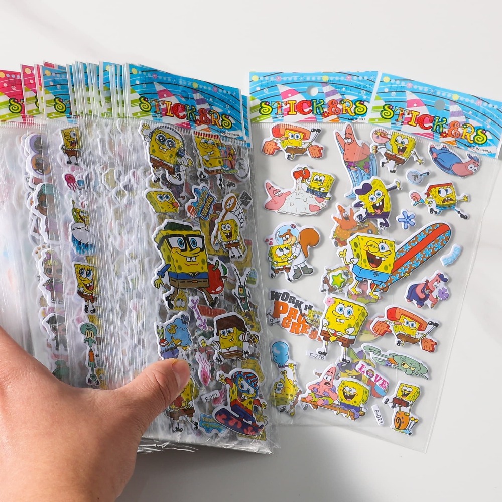 12팩 스폰지밥 3D 스티커 - 귀여운 만화 버블 스티 - Kids First Education 리뷰 및 가격