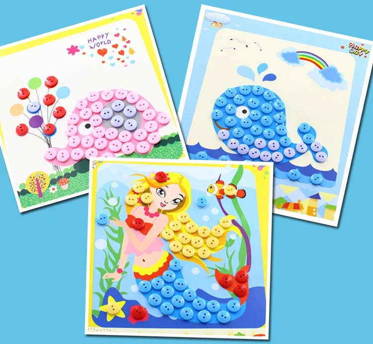 5 개/대 어린이 DIY 버튼 스티커 장난감 수제 버튼 - Kids Education Drawing 리뷰 및 가격