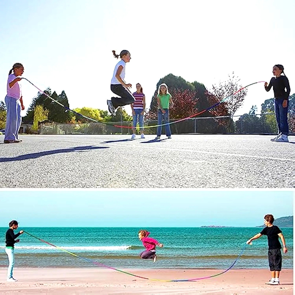 어린이용 긴 무지개 줄넘기(5m) - 학생들의 단체 운 - Kids Education Group 리뷰 및 가격